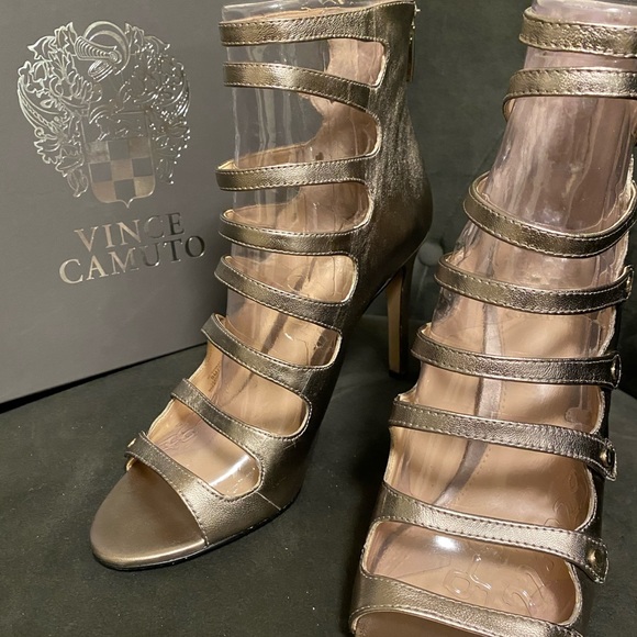 Vince Camuto Shoes - Vince Camuto Womens Bronze Leather Strappy Pumps